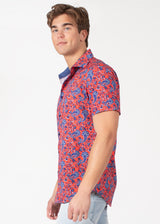 Short Sleeve Dress Shirt with Abstract Paisley Print