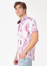 Light Fractal Button Up Short Sleeve Dress Shirt