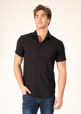 Button Up Short Sleeve Soft Stripe Pattern