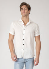 Button Up Short Sleeve Soft Stripe Pattern