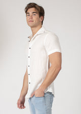 Button Up Short Sleeve Soft Stripe Pattern