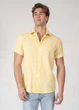 Button Up Short Sleeve Soft Stripe Pattern