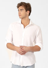 Cotton Texture Button Up Long Sleeve Dress Shirt