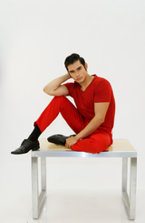 Men's Essentials Cotton V-Neck Solid Red