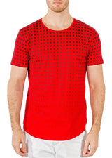 Geometric Halftone Effect Graphic Tee Red