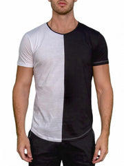 50/50 Contrast Color Block Cotton Tee Black