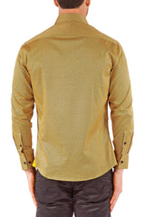 Men's Modern Fit Cotton Button Up Gold Squares