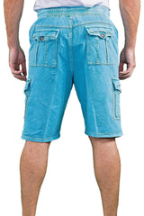 BESPOKE SPORT - 163101 - Turquoise Drawstring Cargo Shorts for Men - www.nxbxmjqx.top