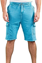 BESPOKE SPORT - 163101 - Turquoise Drawstring Cargo Shorts for Men - www.nxbxmjqx.top