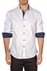 Men's Modern Fit Cotton Button Up Solid White