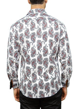 Men's Yin Yang Paisley White Long Sleeve Button Up