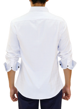 Men's Solid White Long Sleeve Button Up