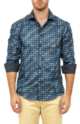 Men's Black Checkered Long Sleeve Button Up