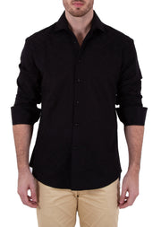 Men's Black Button Up Long Sleeve Dress Shirt