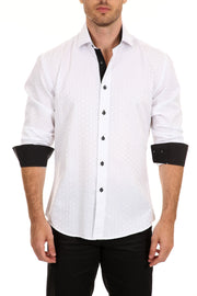 Optical Illusion Texture Long Sleeve Dress Shirt White