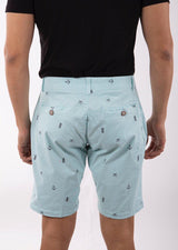 Nautical Printed Cotton Shorts Turquoise