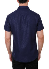 Navy Micro Paisley Short Sleeve Dress Shirt