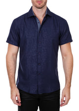 Navy Micro Paisley Short Sleeve Dress Shirt