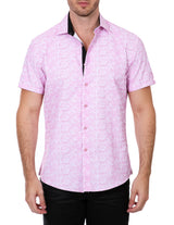 Pink Wavy Short Sleeve Dress Shirt