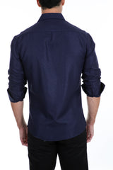 192221 - Men's Navy  Button Up Long Sleeve Dress Shirt