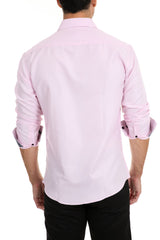 Men's Solid Pink Button Up Long Sleeve Dress Shirt