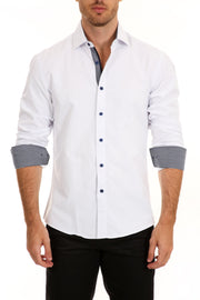 Solid White Button Up Long Sleeve Dress Shirt