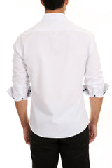 Men's Solid White Button Up Long Sleeve Dress Shirt