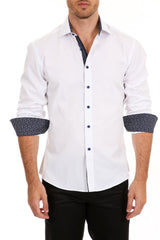 Men's Solid White Button Up Long Sleeve Dress Shirt