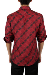 192477 - Men's Red Button Up Long Sleeve Dress Shirt