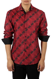 192477 - Men's Red Button Up Long Sleeve Dress Shirt