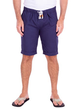 Men's Essentials Linen Drawstring Shorts Solid Navy