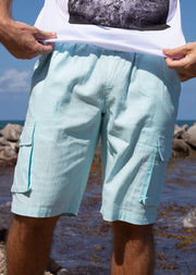 The Linen Cargo Shorts Soft Mint