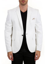 Diamond Pattern Textured Evening Blazer White