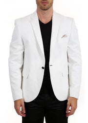 Diamond Pattern Textured Evening Blazer White