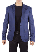 Abstract Mandala Texture Evening Blazer Navy