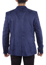 Abstract Mandala Texture Evening Blazer Navy