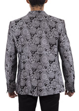 Abstract Mandala Pattern Evening Blazer Silver