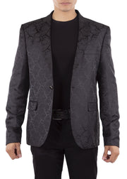 Vintage Floral Pattern Evening Blazer Black