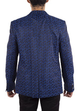 Acanthus Leaf Pattern Evening Blazer Royal Blue