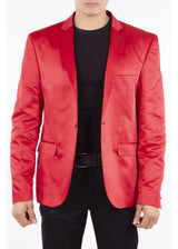 Satin Finish Evening Blazer Solid Red