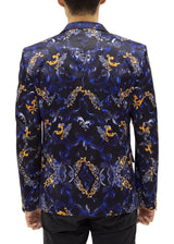 Abstract Baroque Motif Evening Blazer Navy