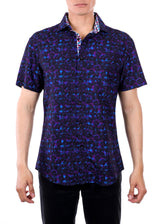 202104 - Men's Black Button Up Short Sleeve Dress Shirt