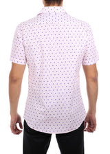 202122 - Men's Pink Button Up Short Sleeve Dress Shirt