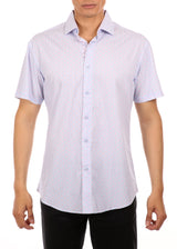 202123 - Men's Blue Button Up Short Sleeve Dress Shirt