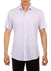 202123 - Men's Blue Button Up Short Sleeve Dress Shirt