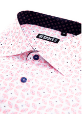 202131 - Men's Pink Button Up Short Sleeve Dress Shirt