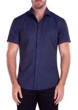 Square Microprint Short Sleeve Dress Shirt Navy