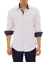 Square Microprint Long Sleeve Dress Shirt Pink