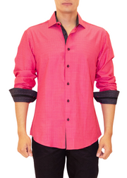 Men's Red Button Up Long Sleeve Dress Shirt