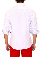 Men's White Button Up Long Sleeve Dress Shirt